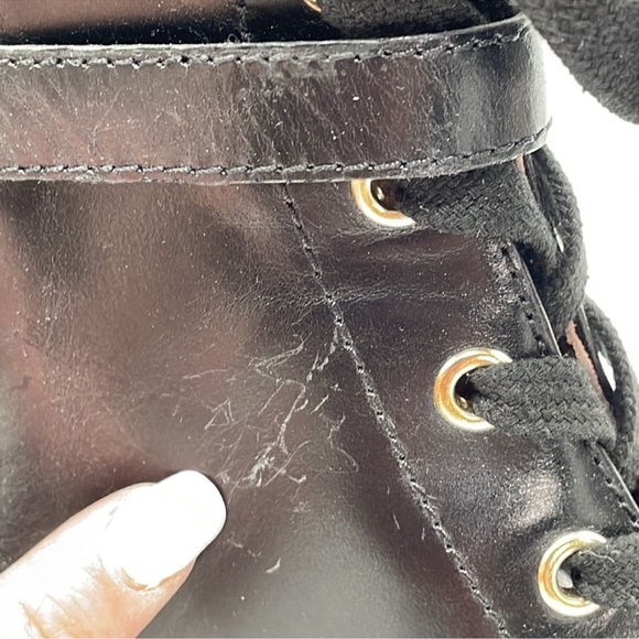 Louise et Cie Sabri Bootie Lug Sole Combat Black Leather Sz - Picture 6 of 10